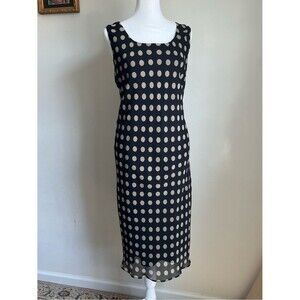 Dana Kay Polka Dot Midi Shift Dress Bias Cut 90s Style Feminine Sz 14